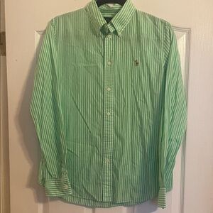 Ralph Lauren Mint Striped Button Down Women’s Blouse/Long sleeve shirt size 12